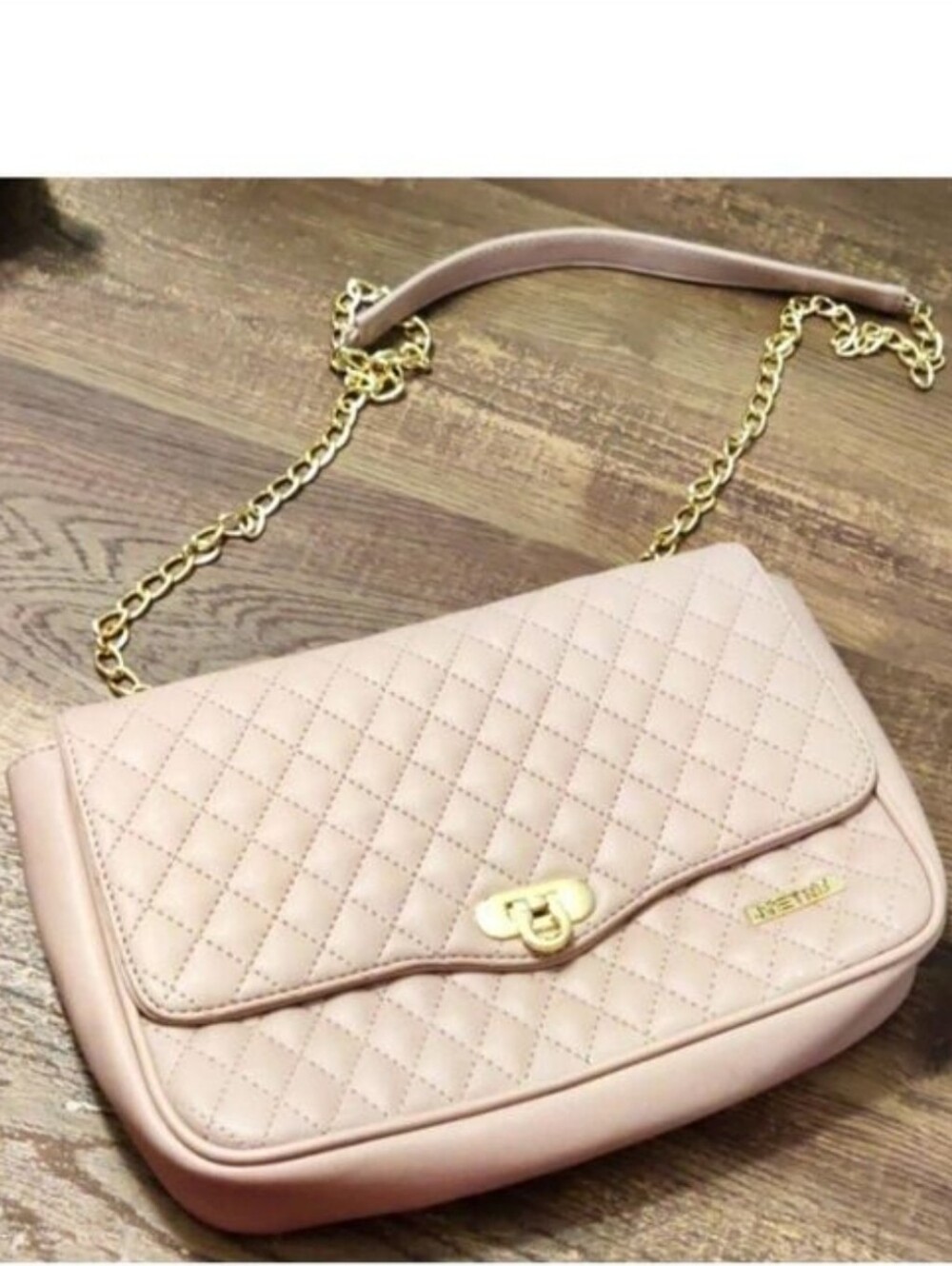 METRO Dusty Mauve Quilted Shoulder Bag with Gold Chain Strap